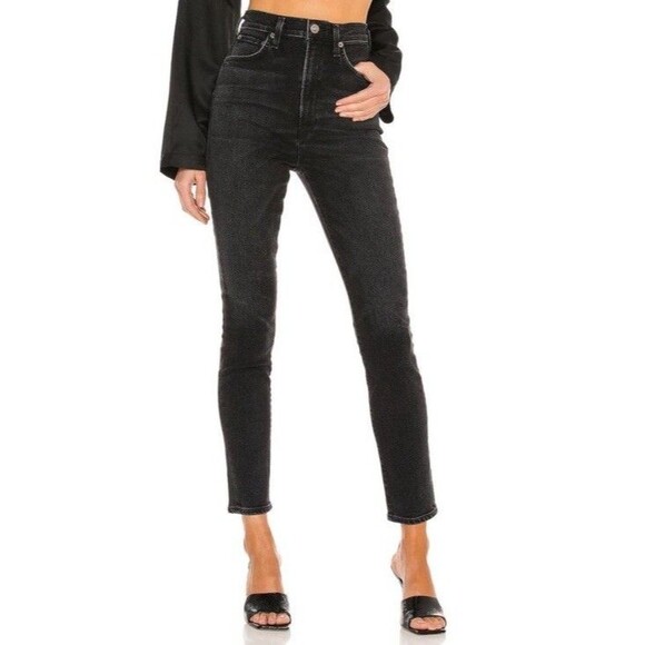 Agolde Black High Rise Pinch Waist Skinny Jeans Size 26 - Picture 1 of 11